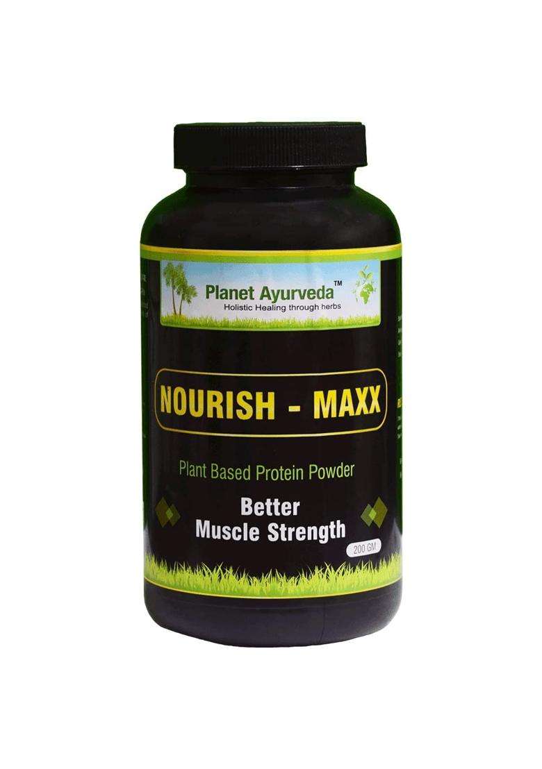 Planet Ayurveda Plant Based Nourish Maxx 200 g | Authentic Traditional Formula | Post-workout Recovery Protein Powder - Indya