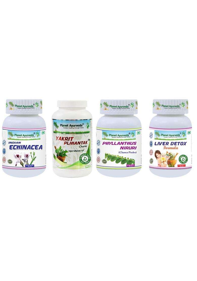 Planet Ayurveda Liver Care Pack | Authentic Traditional Formula | Yakrit Plihantak Churna | Echinacea | Phyllanthus Niruri | Liver Detox - Indya