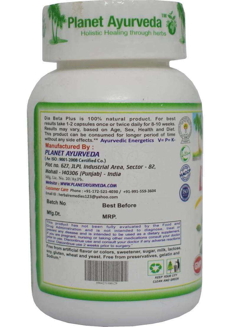 Planet Ayurveda DiaBeta Plus for Diabetes (60 Capsules | Authentic Traditional Formula - Indya