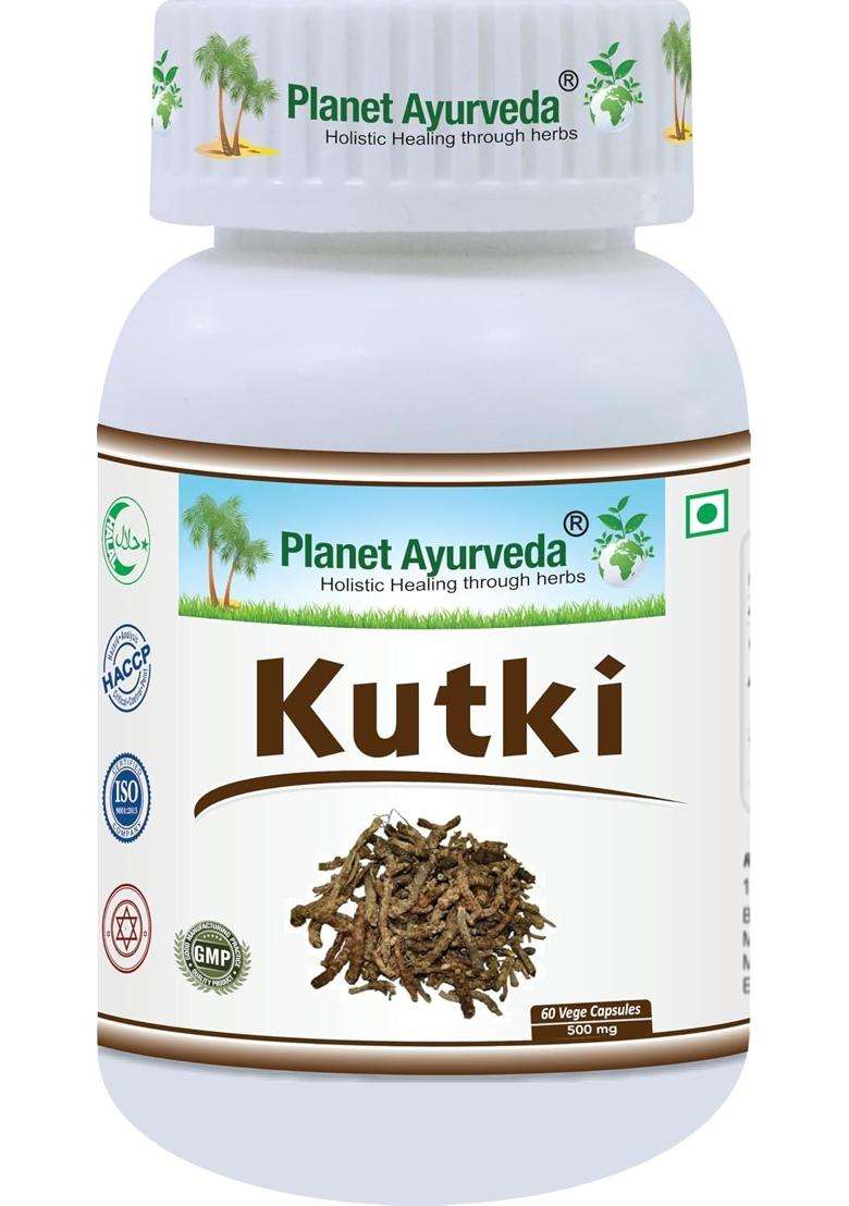 Planet Ayurveda Kutki 60 Veg Capsules, 500 MG Each with Extract | Authentic Traditional Formula | Liver Detox - Indya