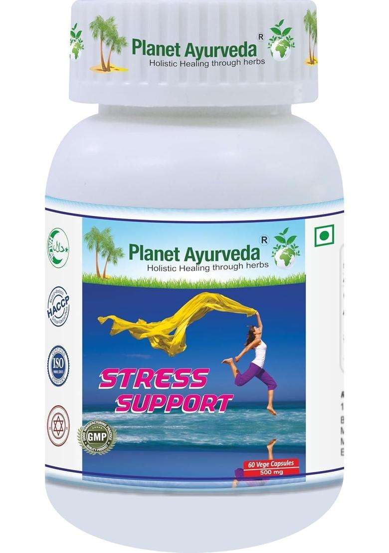 Planet Ayurveda Stress Support Capsules 60 Capsules | Authentic Traditional Formula | 60 Capsules Ayurvedic Medicine Beneficial in stress - Indya