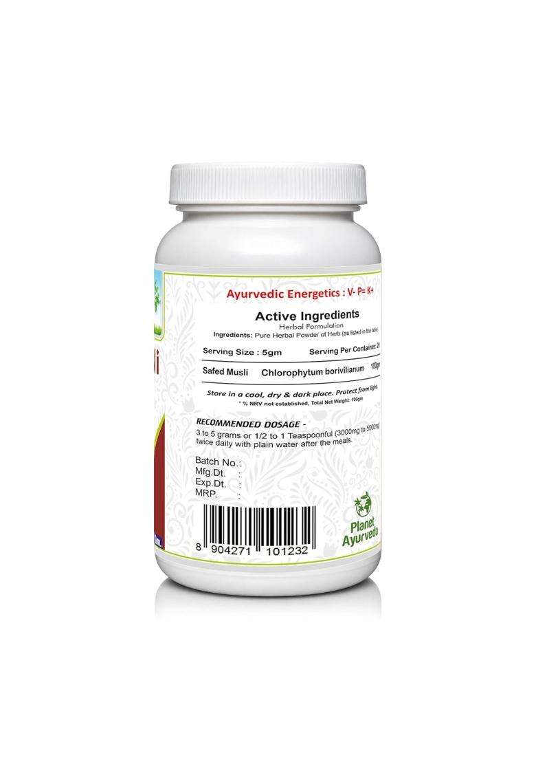 Planet Ayurveda Safed Musli Churna 100 g | Authentic Traditional Formula | Natural Vitality & Strength Booster, 100g - Indya