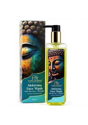 Planet Ayurveda Alektrona Face Wash with Aloe Vera, Cucumber, Neem & Turmeric for Gentle Daily Cleansing, 200 ml | Authentic Traditional Formula