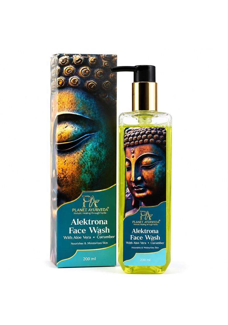 Planet Ayurveda Alektrona Face Wash with Aloe Vera, Cucumber, Neem & Turmeric for Gentle Daily Cleansing, 200 ml | Authentic Traditional Formula - Indya
