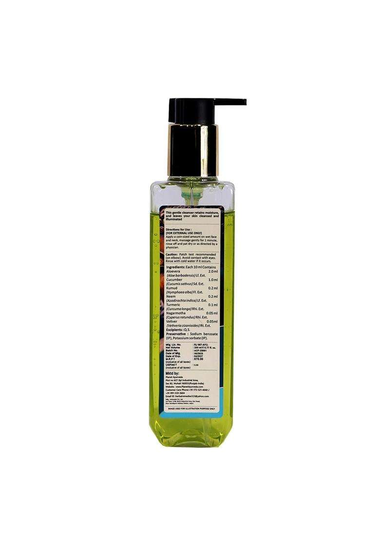 Planet Ayurveda Alektrona Face Wash with Aloe Vera, Cucumber, Neem & Turmeric for Gentle Daily Cleansing, 200 ml | Authentic Traditional Formula - Indya