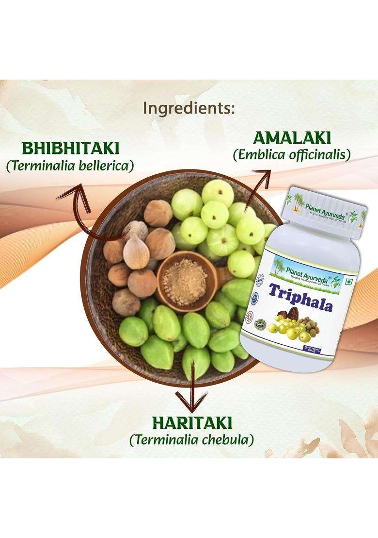 Planet Ayurveda Triphala Capsules, 60 Capsules | Authentic Traditional Formula | Ayurvedic Digestive Support Supplement - Indya