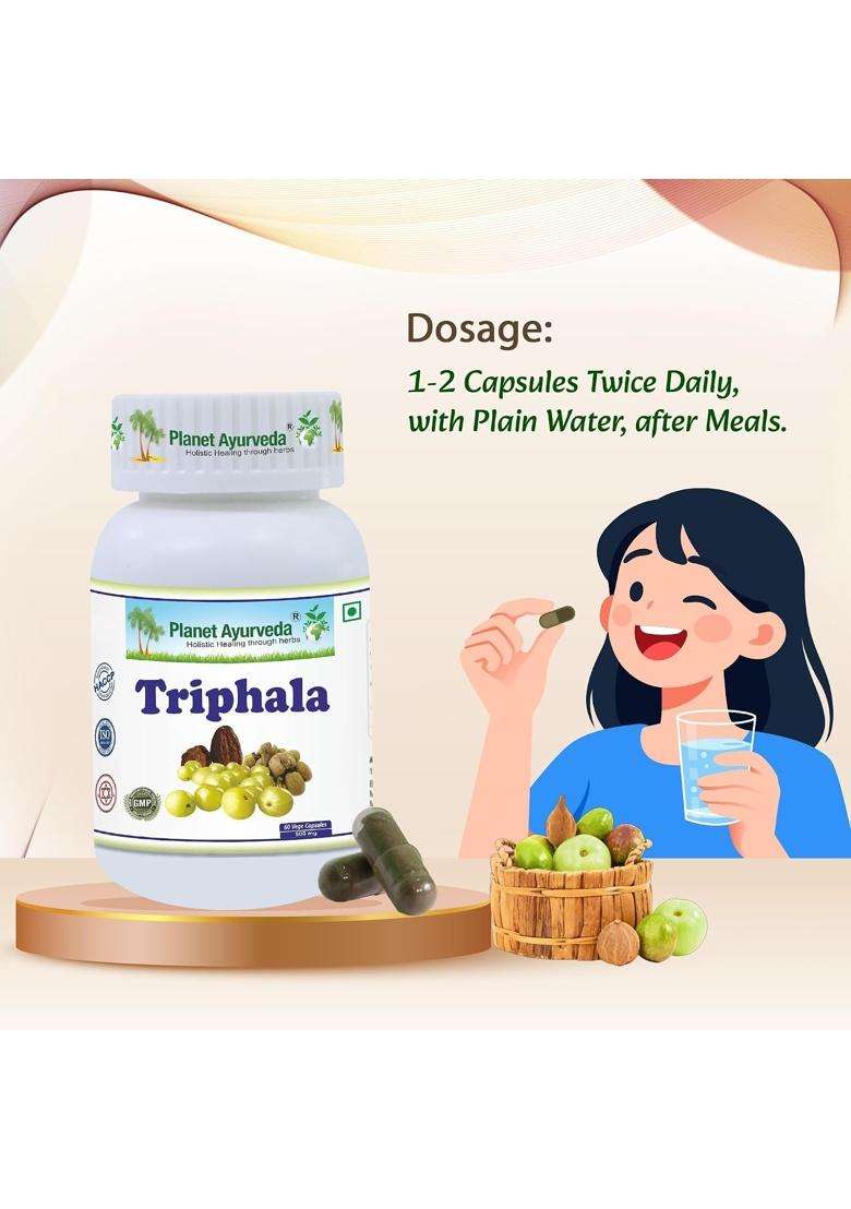 Planet Ayurveda Triphala Capsules, 60 Capsules | Authentic Traditional Formula | Ayurvedic Digestive Support Supplement - Indya