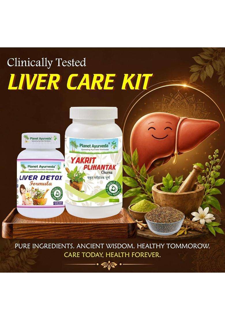 Planet Ayurveda Medicine for Fatty Liver 75 g | Authentic Traditional Formula | Pack of Yakrit Plihantak Churna (75 g) and Liver Detox Formula - Indya