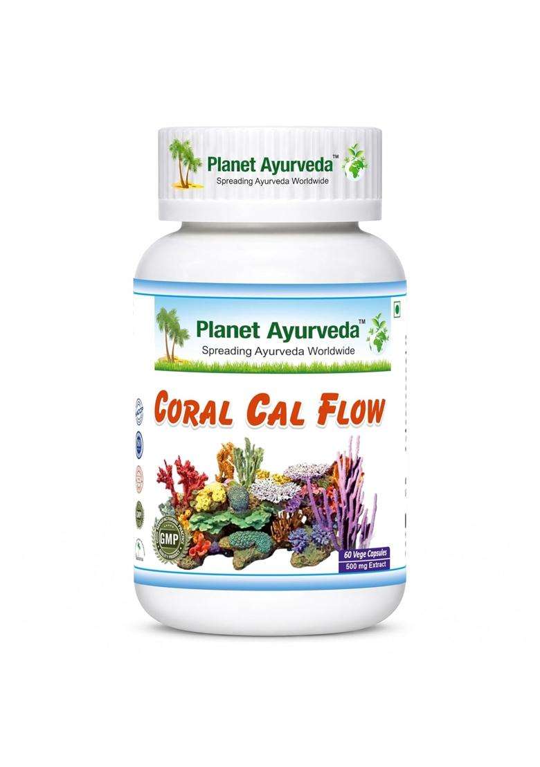 Planet Ayurveda Coral Cal Flow 60 Capsules | Authentic Traditional Formula | Helps to Maintain Healthy Calcium levels in the body - Indya