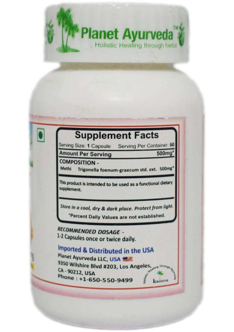 Planet Ayurveda Fenugreek Capsules 60 Capsules | Authentic Traditional Formula | Natural Supports for Healthy Sugar Levels & Digestion - Indya