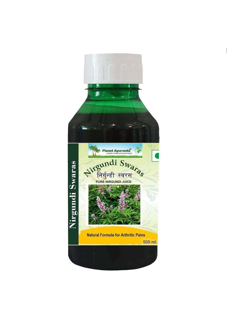 Planet Ayurveda Nirgundi Swaras 500 ml | Authentic Traditional Formula | (500 ml) for Joint Pain and Respiratory Issues - Indya