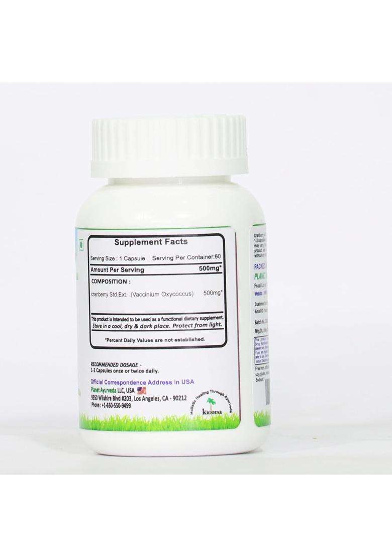 Planet Ayurveda Cranberry Capsules- 60 Capsules | Authentic Traditional Formula - Indya