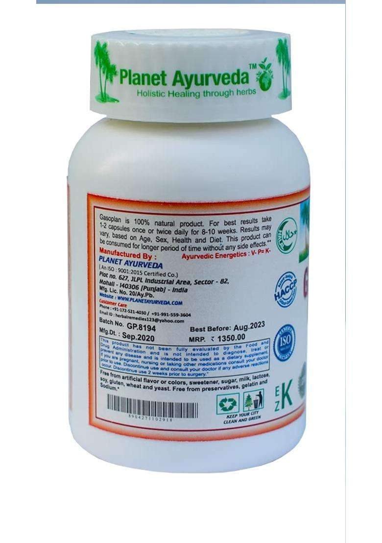 Planet Ayurveda Gasoplan Capsules (60 CAP) | Authentic Traditional Formula - Indya