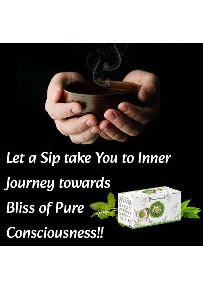 Planet Ayurveda Pure & Light Organic Tulsi Green Tea Bags 30pcs, All Natural Flavour, Zero Calories | Authentic Traditional Formula - Indya