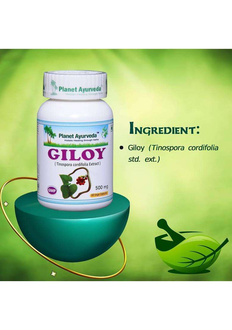 Planet Ayurveda Giloy Capsules for Immunity, 60 Capsules | Authentic Traditional Formula - Indya