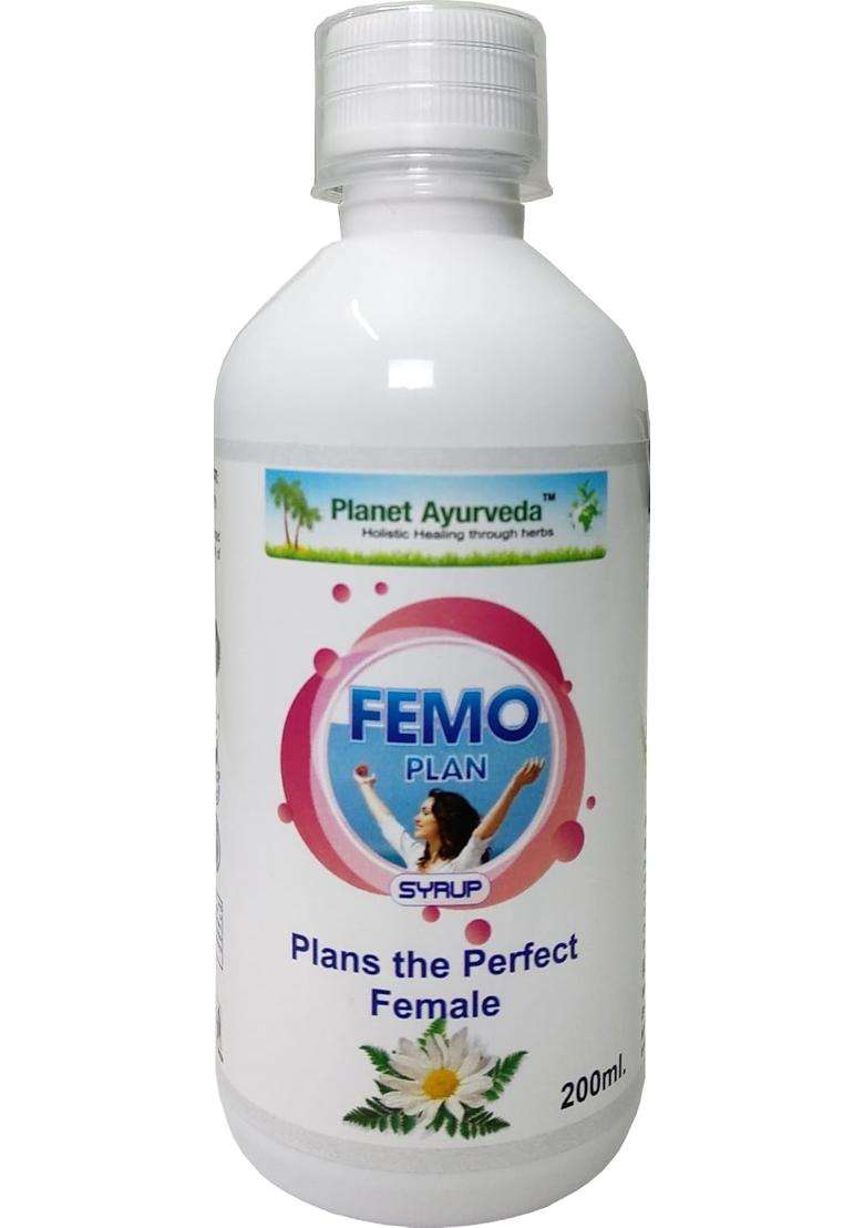 Planet Ayurveda Femo Plan Syrup,, 200 ml Each) (Pack of 3) | Authentic Traditional Formula | Female Health - Indya