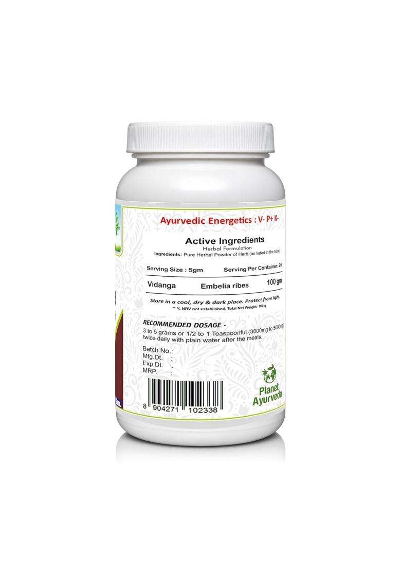 Planet Ayurveda Vidanga Churna 100 g | Authentic Traditional Formula | Pure Embelia Ribes | False Black Pepper Powder - Indya