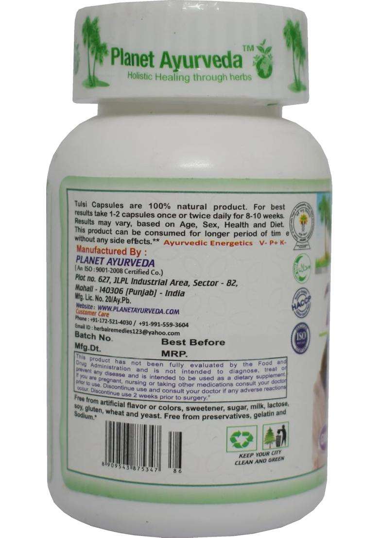 Planet Ayurveda Tulsi Capsules for respiratory disorders 60 Capsules | Authentic Traditional Formula - Indya
