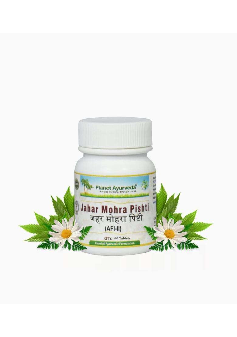 Planet Ayurveda Jahar Mohra Pishti, 60 Tablets, Effectively Eliminate Toxins from the Body | Authentic Traditional Formula - Indya