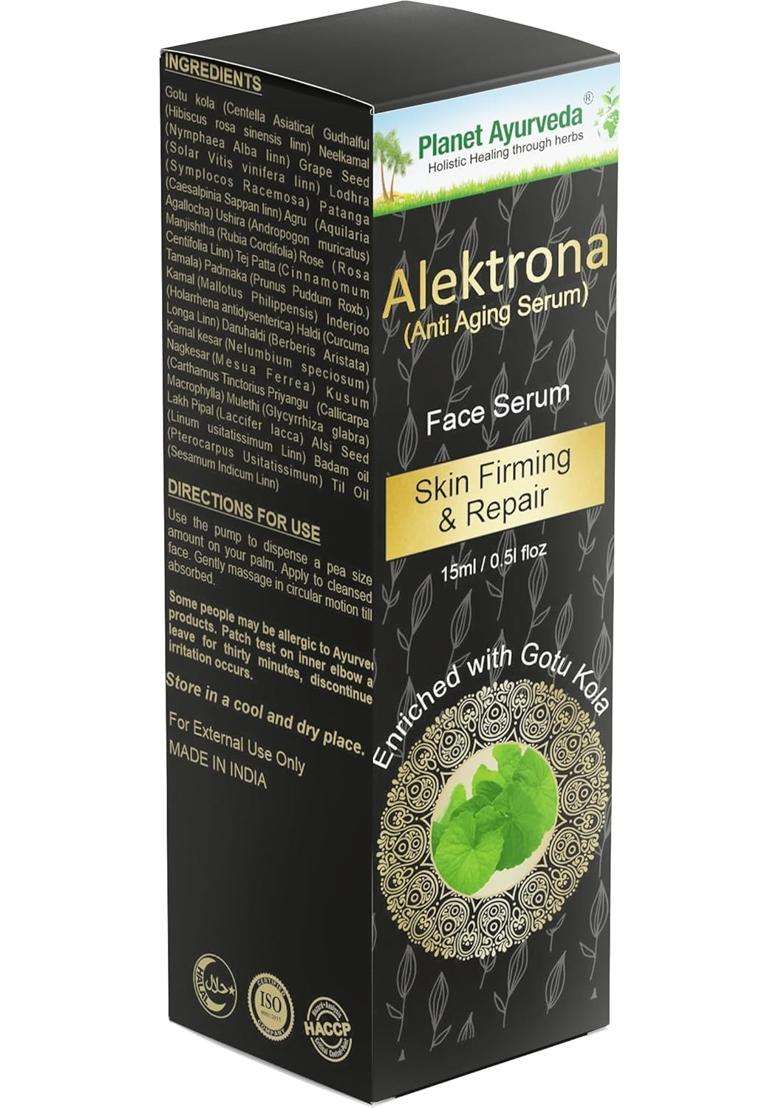 Planet Ayurveda Alektrona Face Serum 15 ml | Authentic Traditional Formula | With Badam Oil & vitamin E | Repairs Fine Lines & Wrinkles - Indya