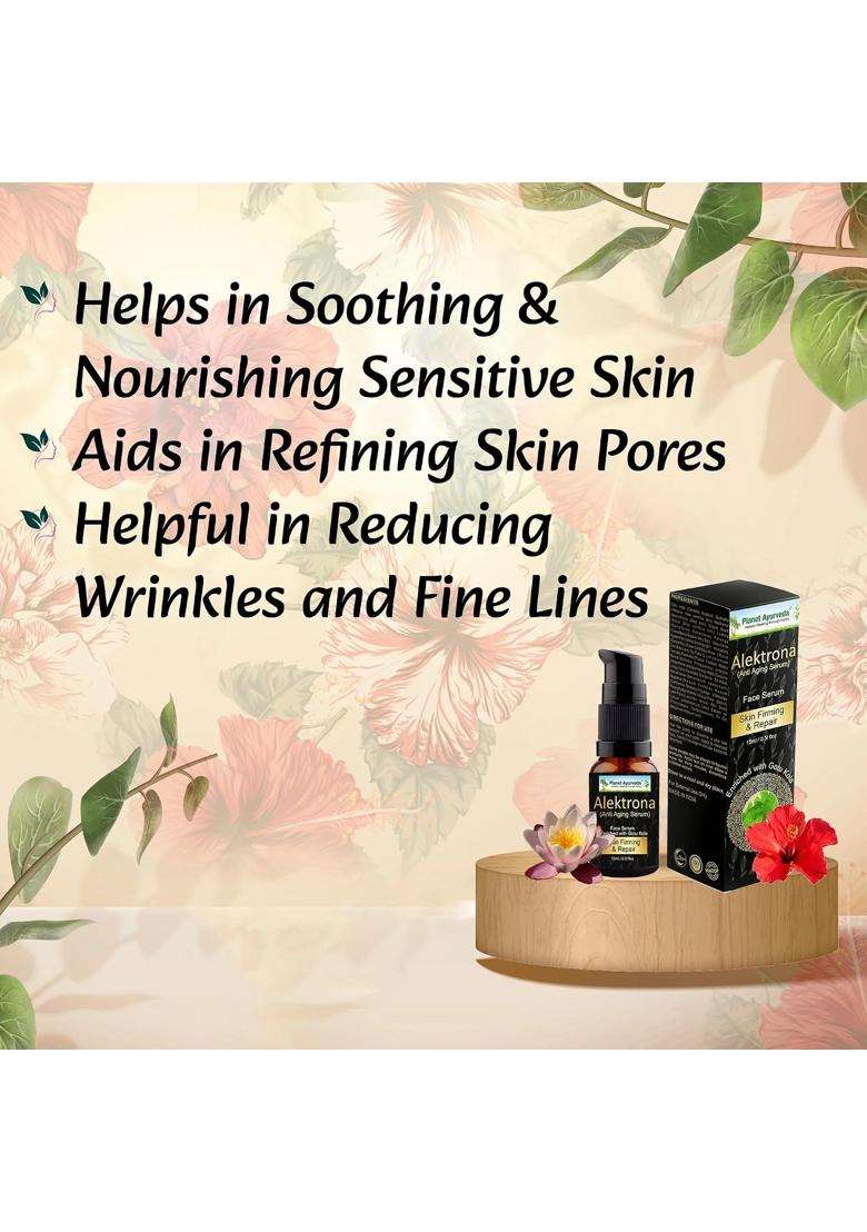 Planet Ayurveda Alektrona Face Serum 15 ml | Authentic Traditional Formula | With Badam Oil & vitamin E | Repairs Fine Lines & Wrinkles - Indya