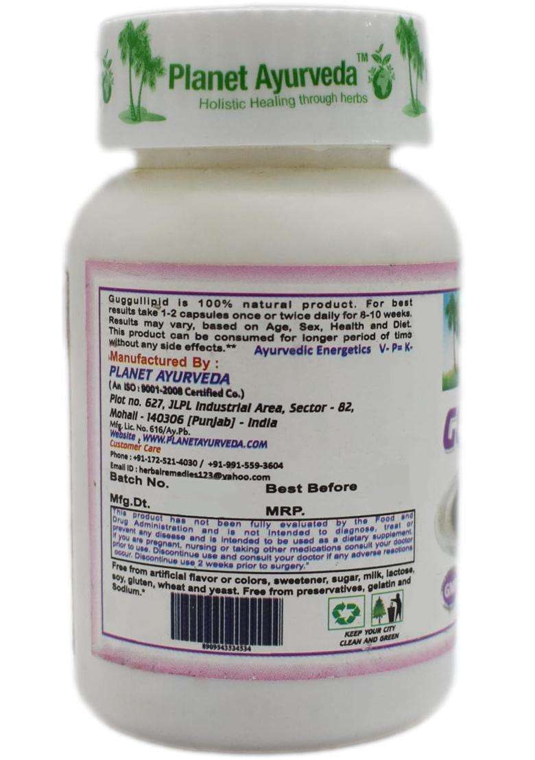 Planet Ayurveda Gugullipid Capsules (60 CAP) | Authentic Traditional Formula - Indya