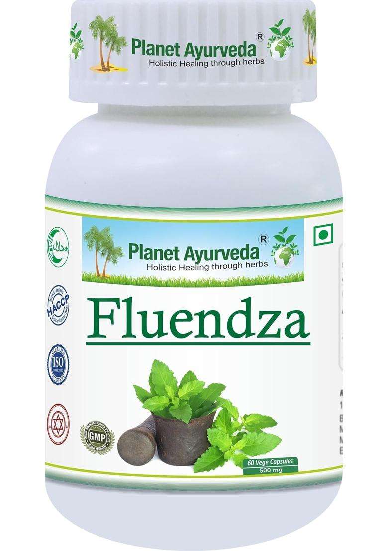 Planet Ayurveda Fluendza Capsules, Capsules, "Effective Natural Supplement for Viral Conditions" (Pack of 60) | Authentic Traditional Formula - Indya