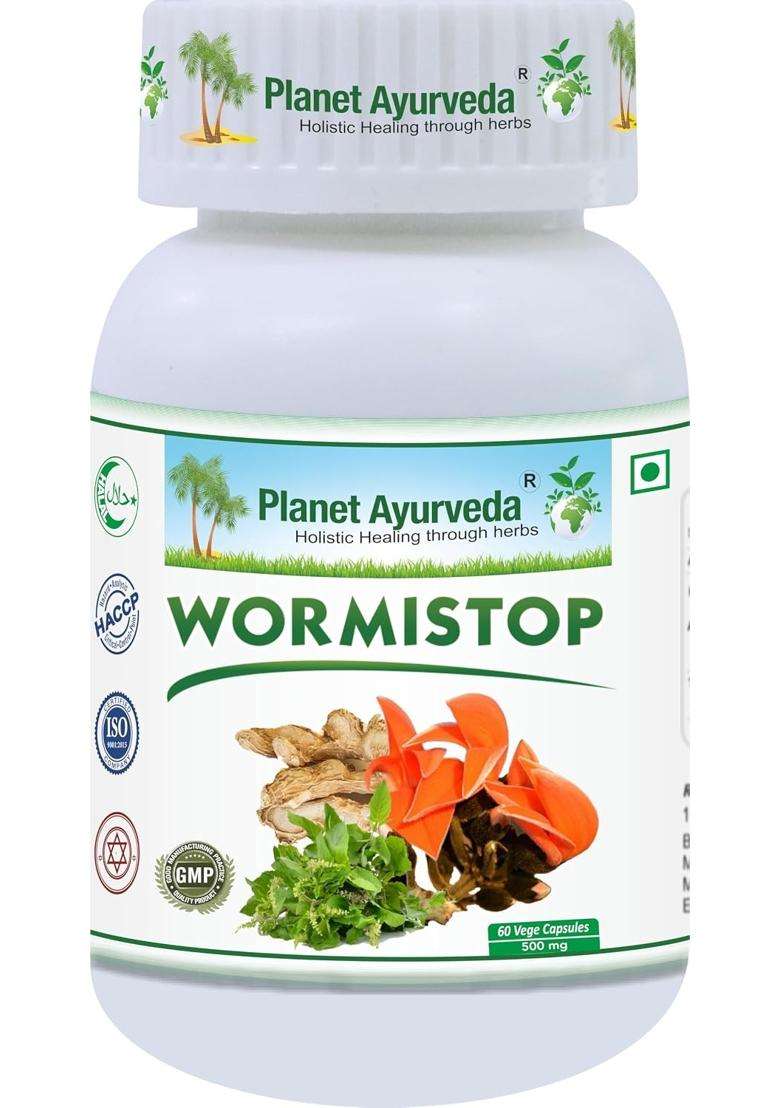 Planet Ayurveda Wormistop Capsules, Ayurvedic Herbal Supplement, 60 Capsules | Authentic Traditional Formula - Indya