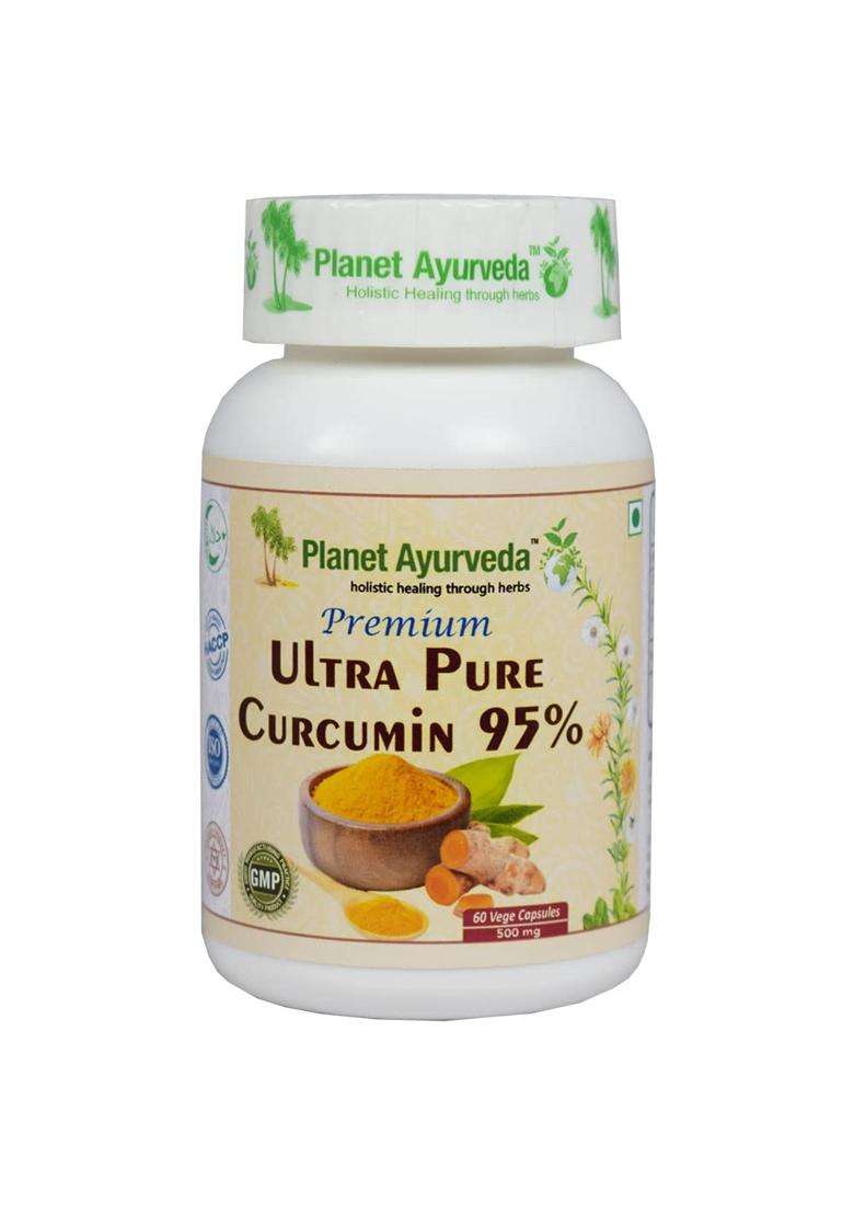 Planet Ayurveda Premium Ultra Pure Curcumin 95% 60 Capsules | Authentic Traditional Formula - Indya