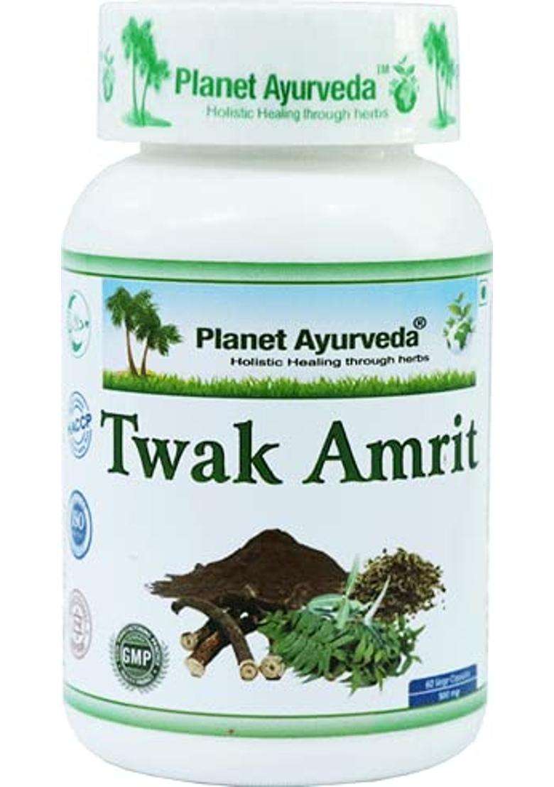 Planet Ayurveda Twak Amrit Capsules for Skin Disorders | Authentic Traditional Formula - Indya