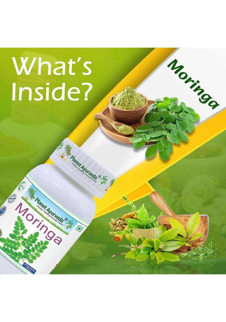 Planet Ayurveda Moringa Capsules 60 Capsules | Authentic Traditional Formula | Rich Source of Vitamins and Minerals | Ayurvedic Superfood Supplement - Indya