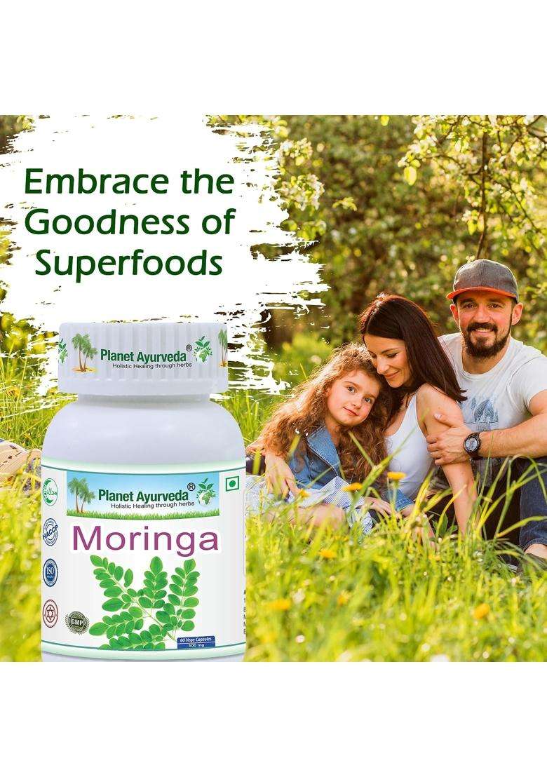 Planet Ayurveda Moringa Capsules 60 Capsules | Authentic Traditional Formula | Rich Source of Vitamins and Minerals | Ayurvedic Superfood Supplement - Indya