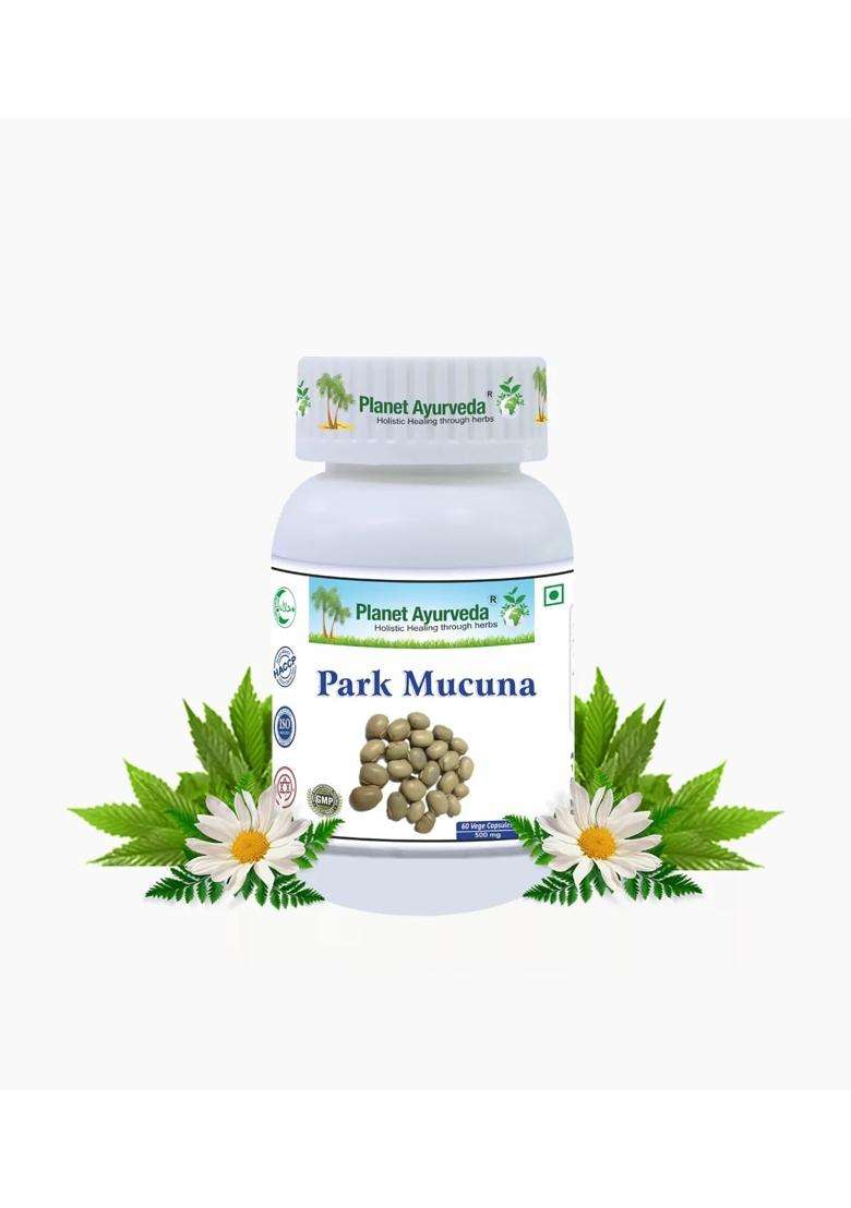 Planet Ayurveda Park Mucuna 60 Capsules | Authentic Traditional Formula | 100% Natural, Plant-based Herbal Supplement, Kapikacchu 500mg - Indya