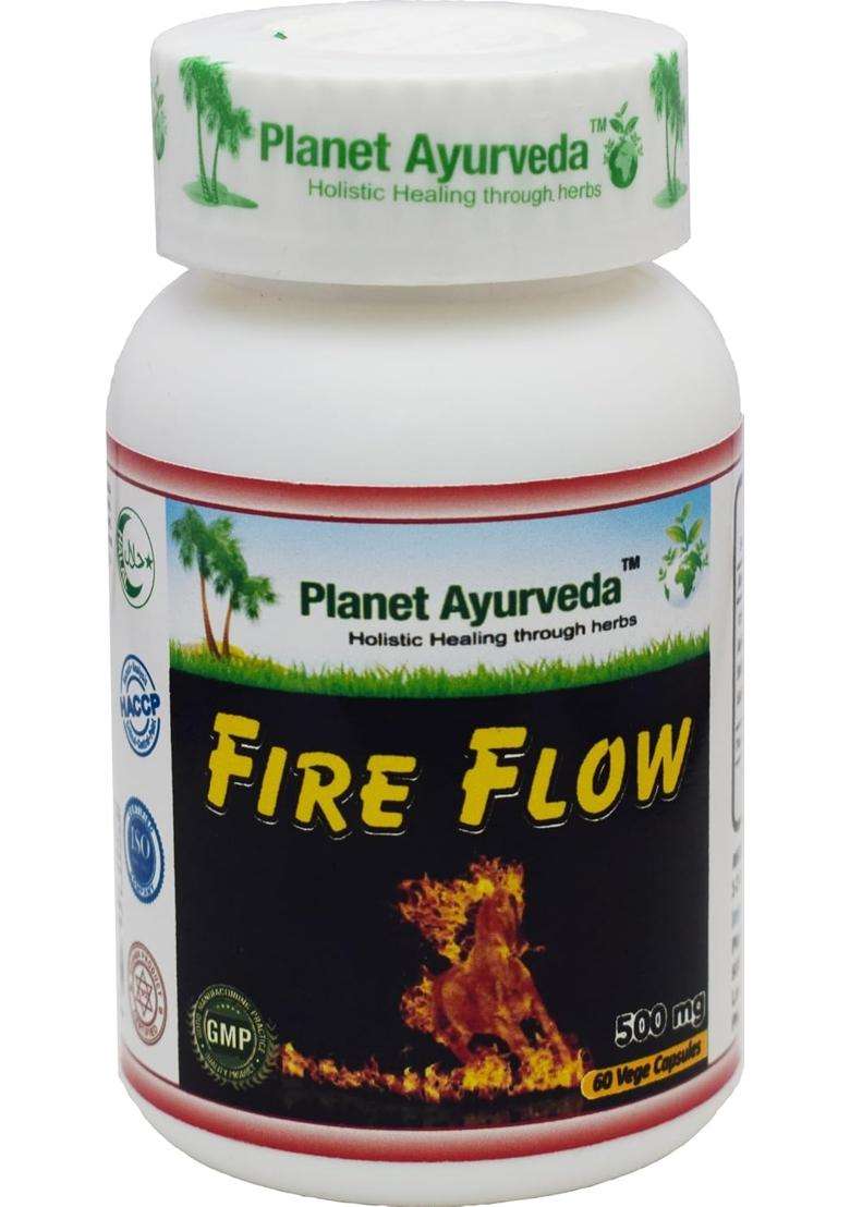 Planet Ayurveda Fire Flow Capsules for Energy and Stamina 60 Capsules | Authentic Traditional Formula - Indya