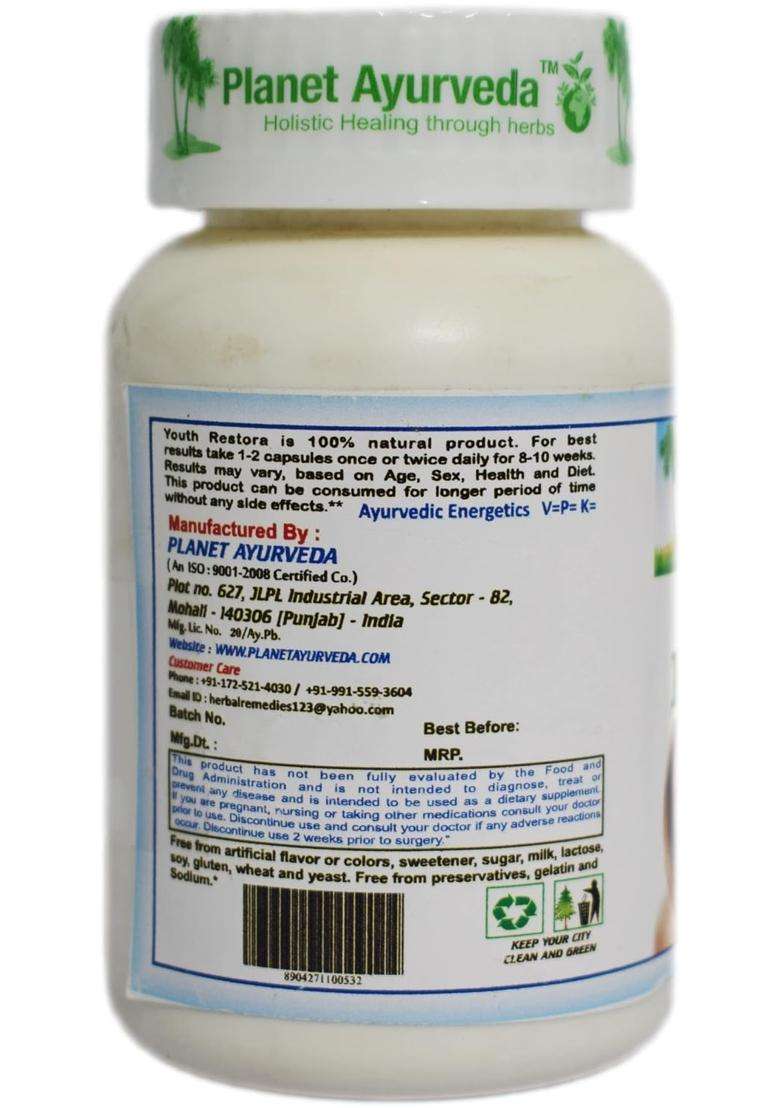Planet Ayurveda Youth Restora Capsules 60 Capsules | Authentic Traditional Formula - Indya