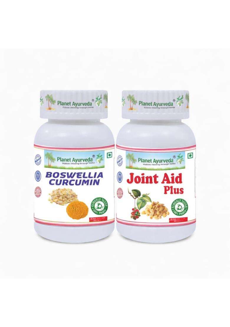 Planet Ayurveda Joint Support Combo 60 Capsules each | Authentic Traditional Formula | Joint Aid Plus & Boswellia Curcumin - Indya