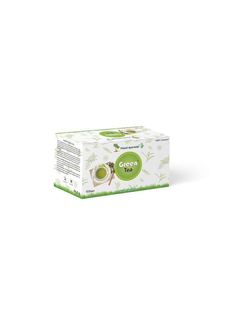 Planet Ayurveda Organic Green Tea for Weight Loss | Authentic Traditional Formula | 30 Teabags - Indya