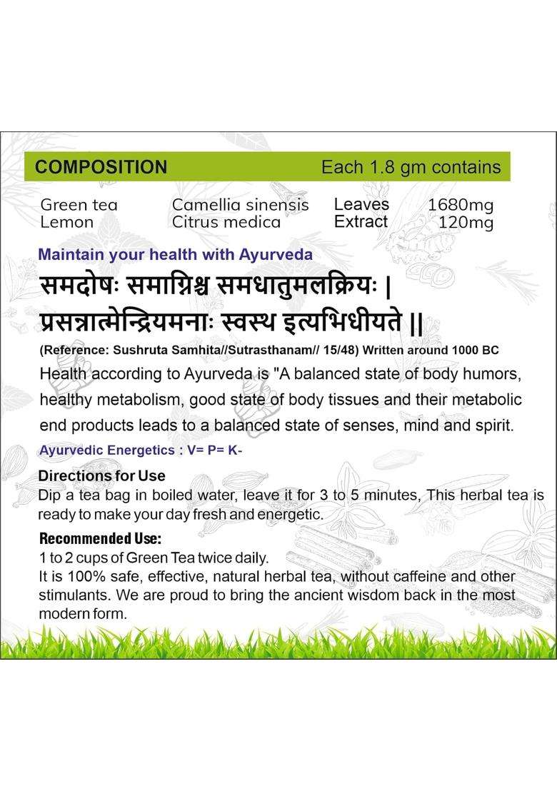 Planet Ayurveda Organic Green Tea for Weight Loss | Authentic Traditional Formula | 30 Teabags - Indya