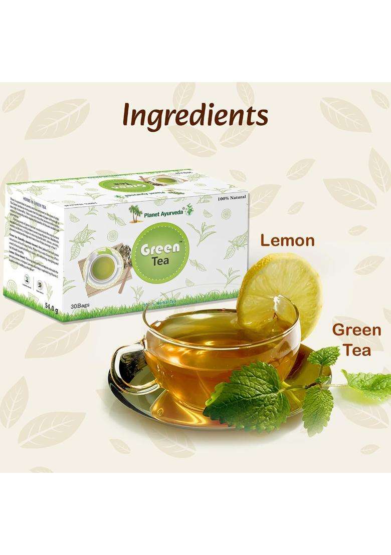 Planet Ayurveda Organic Green Tea for Weight Loss | Authentic Traditional Formula | 30 Teabags - Indya