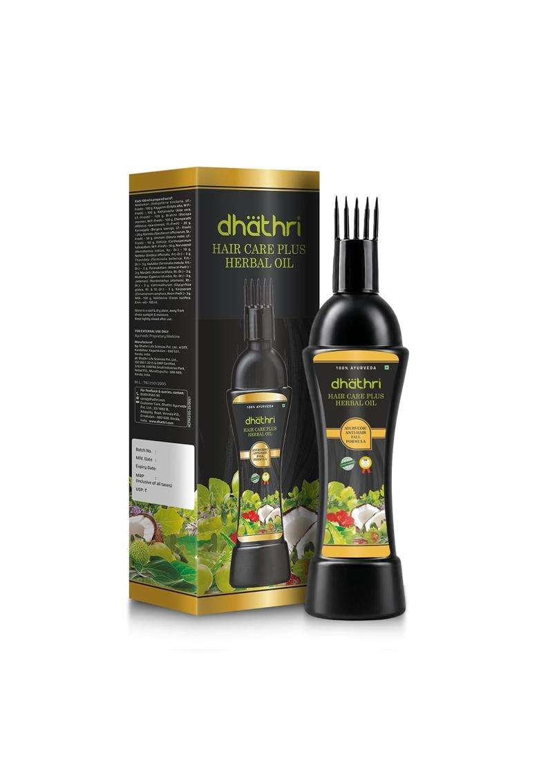 Dhathri Hair Care Plus Herbal Oil with Indigo, Hibiscus & Amla All Hair Types, 100 ml | Authentic Traditional Formula | Nourishes & Strengthens Hair - Indya