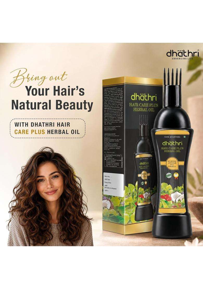 Dhathri Hair Care Plus Herbal Oil with Indigo, Hibiscus & Amla All Hair Types, 100 ml | Authentic Traditional Formula | Nourishes & Strengthens Hair - Indya