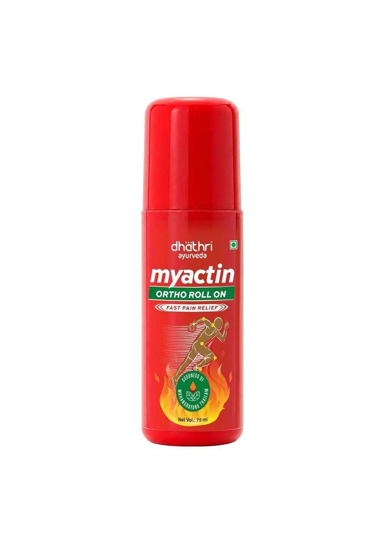 Dhathri Ayurveda Myactin Ortho Roll On with Mahanarayana Thailam, Eucalyptus Oil & Camphor 75 ml | Authentic Traditional Formula - Indya