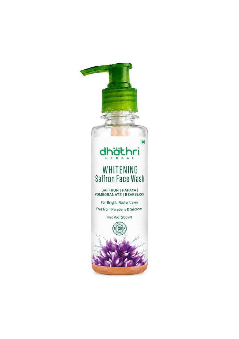 Dhathri Herbal Whitening Face Wash with Saffron, Pomegranate, Bearberry & Papaya for Radiant & Glowing Skin 200 ml | Natural Herbal Care - Indya