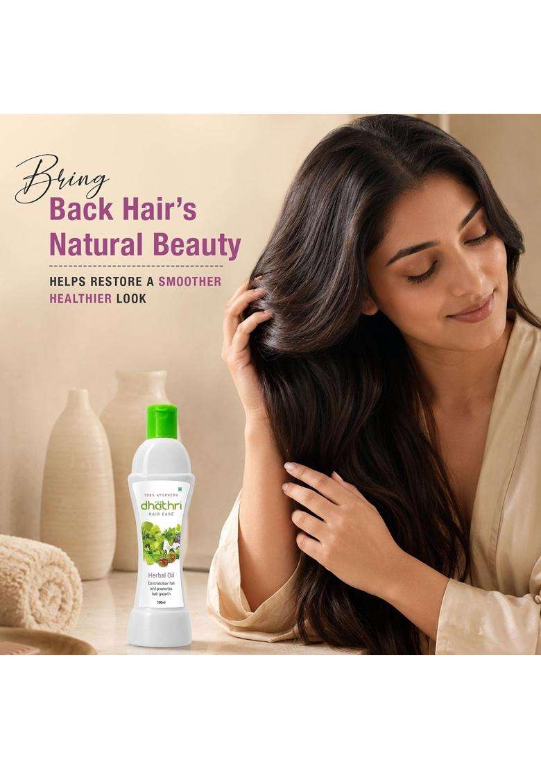 Dhathri Hair Care Herbal Oil with Musk Root, Liquorice, Amla & Aloe Vera 100 ml | Authentic Traditional Formula | Nourishes & Strengthens Hair - Indya
