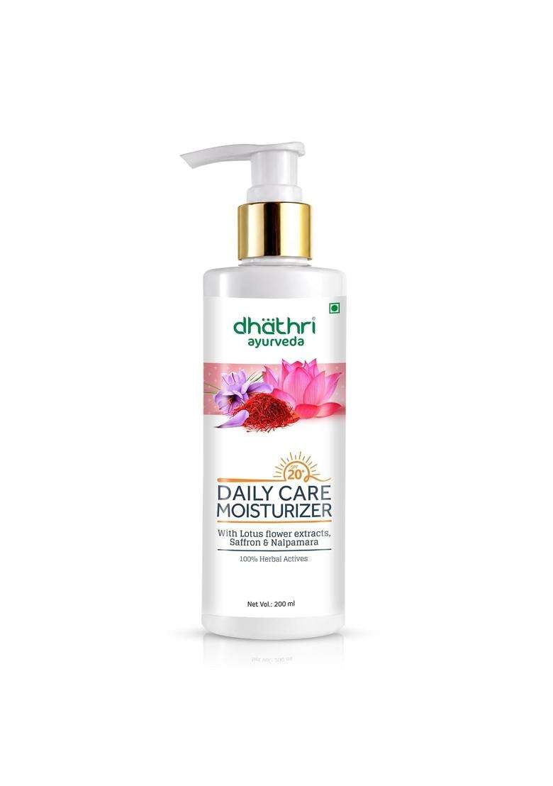 Dhathri Ayurveda Daily Care Moisturiser with Turmeric, Lotus Petal & Aloe Vera Paraben Free, 200 ml | Authentic Traditional Formula - Indya