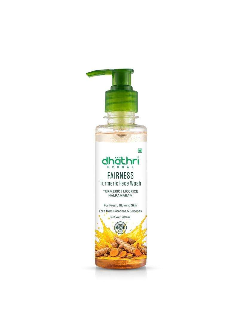 Dhathri Herbal Fairness Turmeric Face Wash with Coriander & Nalpamaram for Fresh & Glowing Skin 200 ml | Natural Herbal Care - Indya