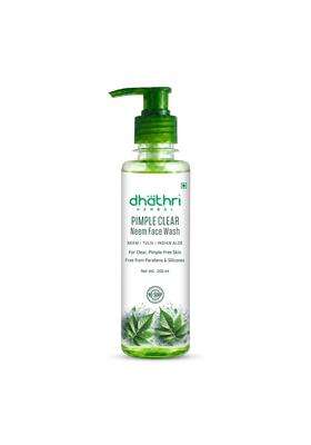 Dhathri Pimple Clear Neem Facewash 200 ml | Best Face Wash for Pimples | Reduces Acne and Cleanses Pores | Soap and Mineral Free Neem Tulsi Facewash