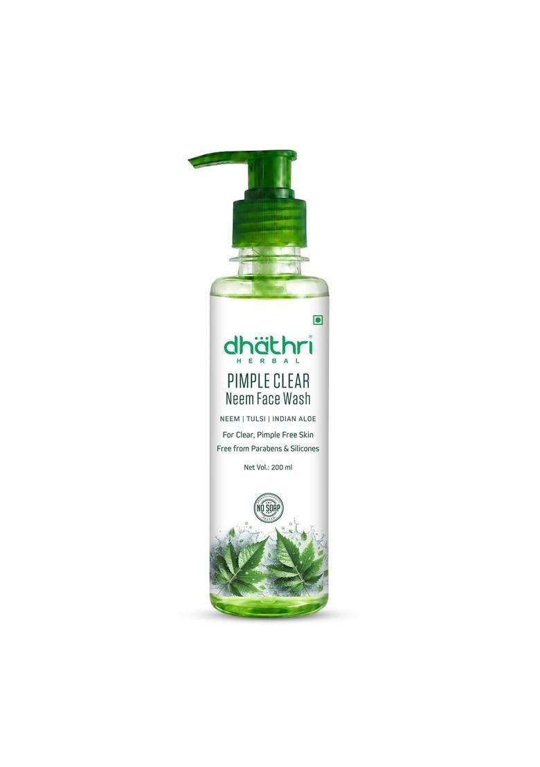 Dhathri Pimple Clear Neem Facewash 200 ml | Best Face Wash for Pimples | Reduces Acne and Cleanses Pores | Soap and Mineral Free Neem Tulsi Facewash - Indya