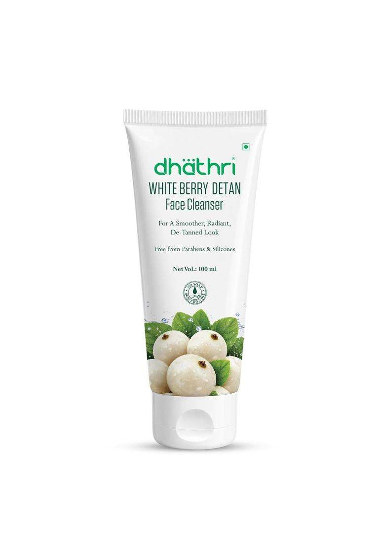 Dhathri White Berry Detan Face Cleanser 100 ml | Gentle Daily Face Wash for a Smoother, Radiant & De-Tanned Look | Soap-Free Formula - Indya