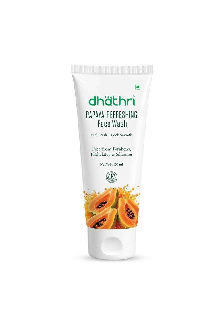 Dhathri Papaya Refreshing Face Wash 100 ml | Feel Fresh & Look Smooth | Paraben, Phthalate & Silicone Free | Gentle Daily Facial Cleanser - Indya